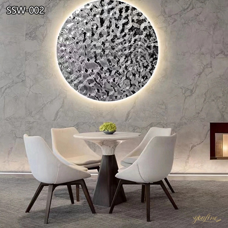 Round Stainless Steel Water Ripple Sculpture for Wall
