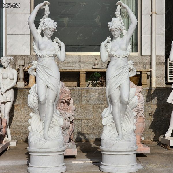 White Marble Woman Garden Statue for Front Porch