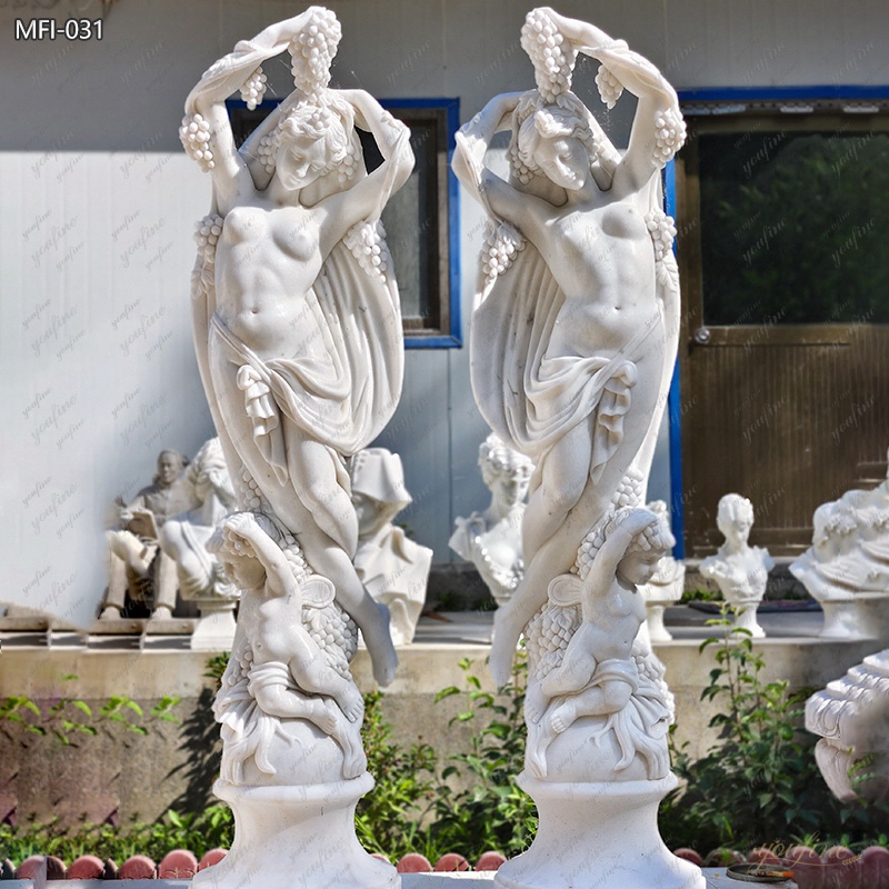 White Marble Woman Garden Statue for Front Porch