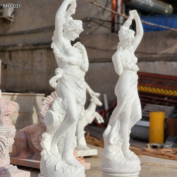 White Marble Woman Garden Statue for Front Porch