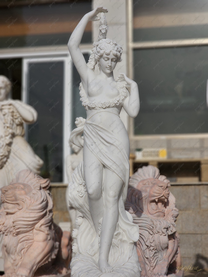 White Marble Woman Garden Statue for Front Porch 