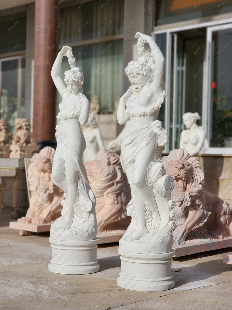 White Marble Woman Garden Statue for Front Porch
