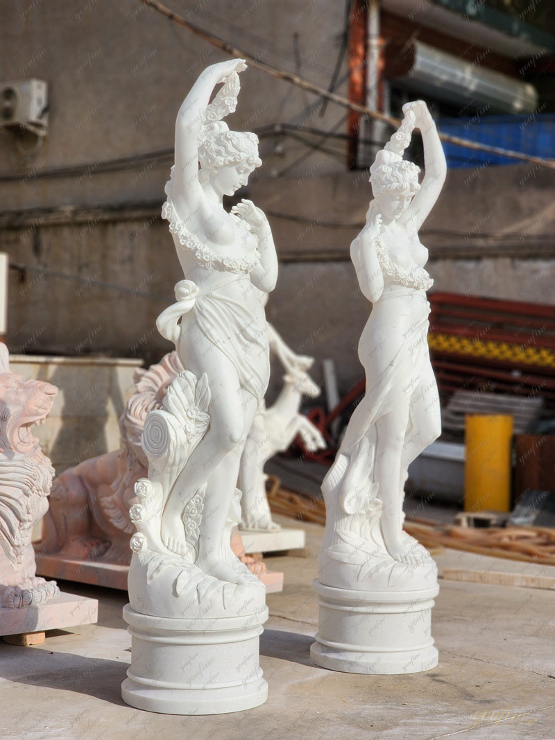 White Marble Woman Garden Statue for Front Porch 
