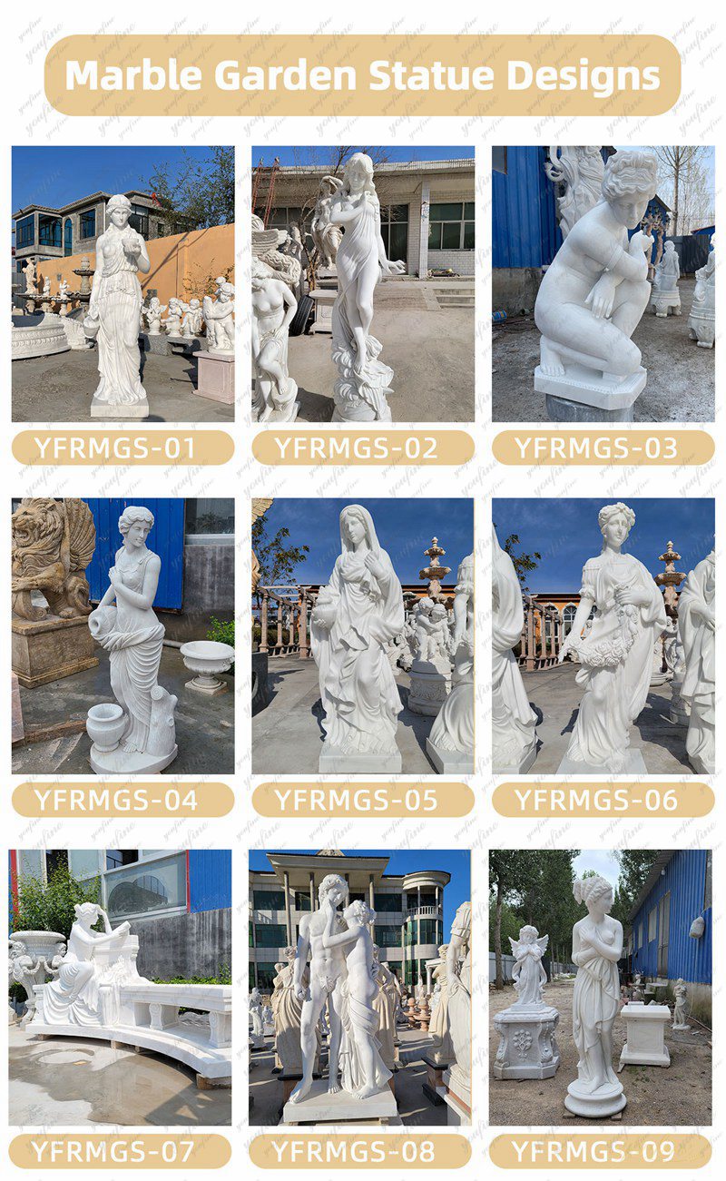 youfine White Marble Woman Garden Statue for Front Porch