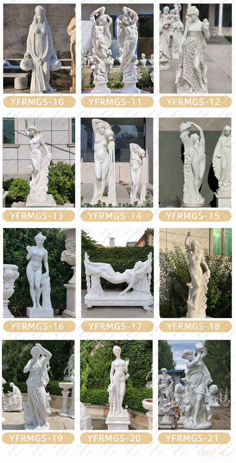 youfine White Marble Woman Garden Statue for Front Porch
