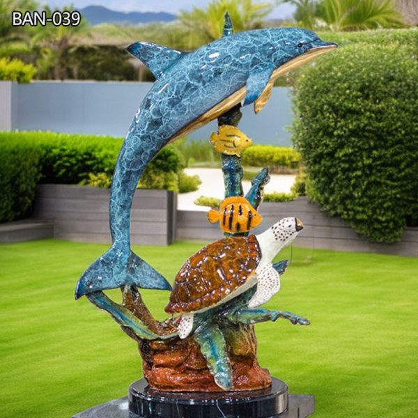 dolphin waterfall statue