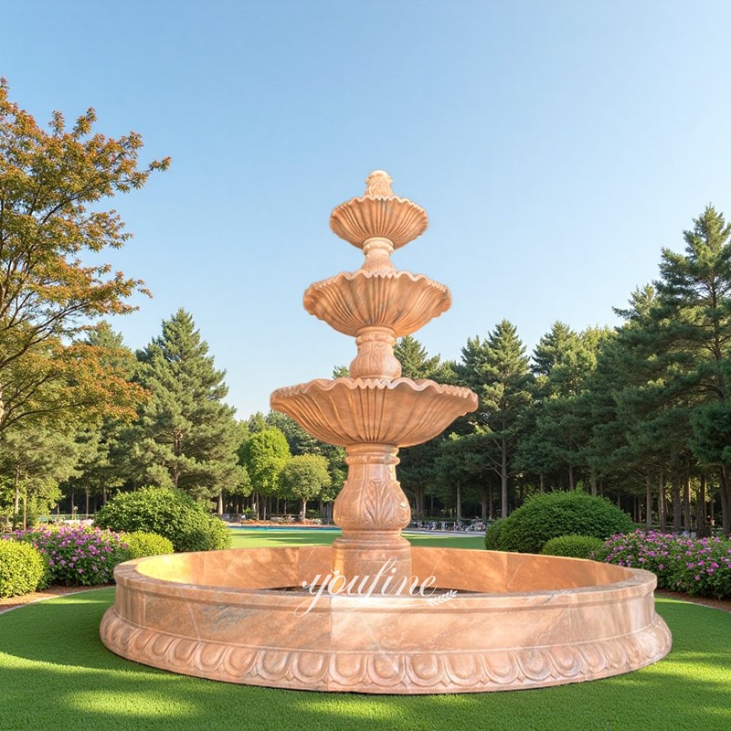garden sunset red 3 tier water fountains