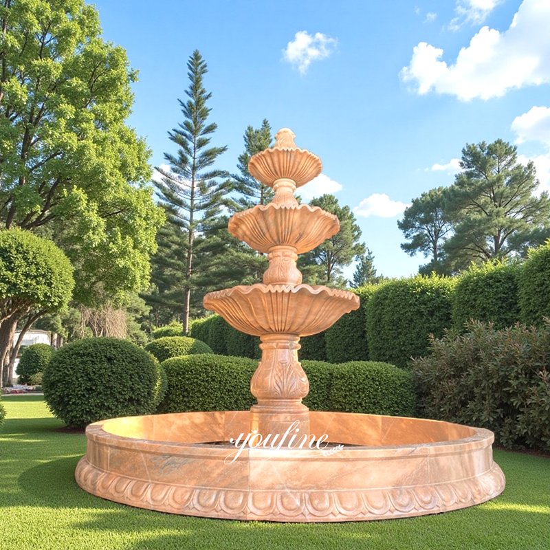 garden sunset red water fountain