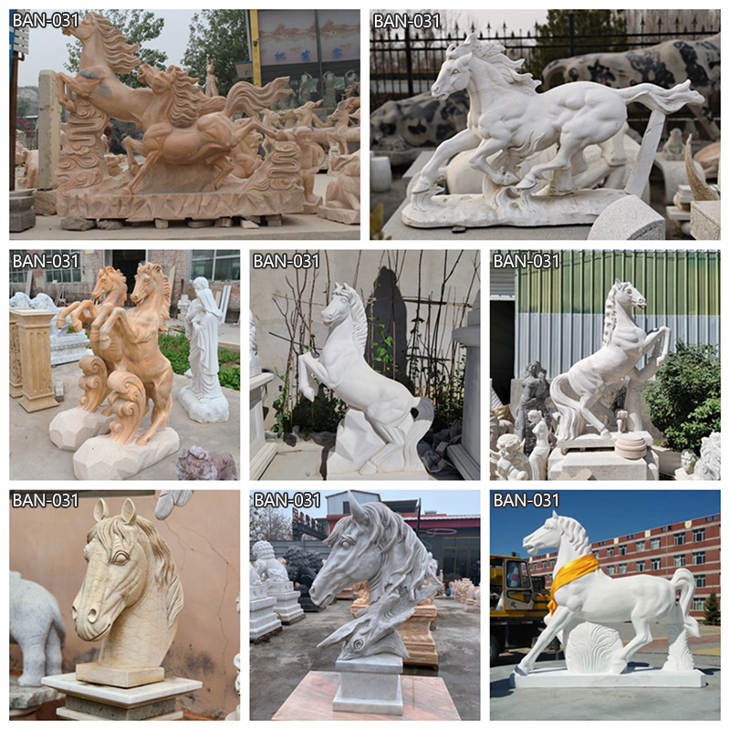 more life size marble horse statues