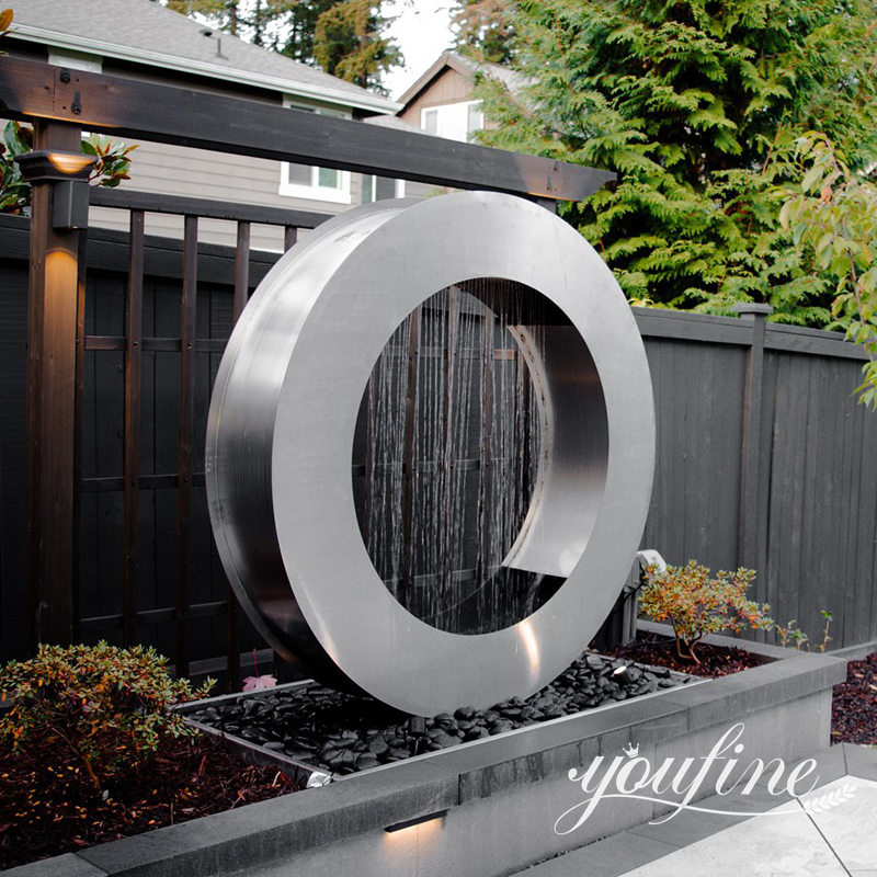 stainless steel ring fountain for yard