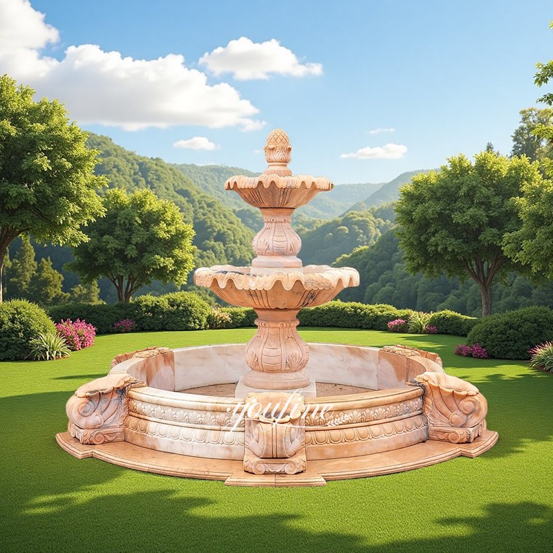 Sunset Red Marble Two Tiered Water Fountain MOKK-785
