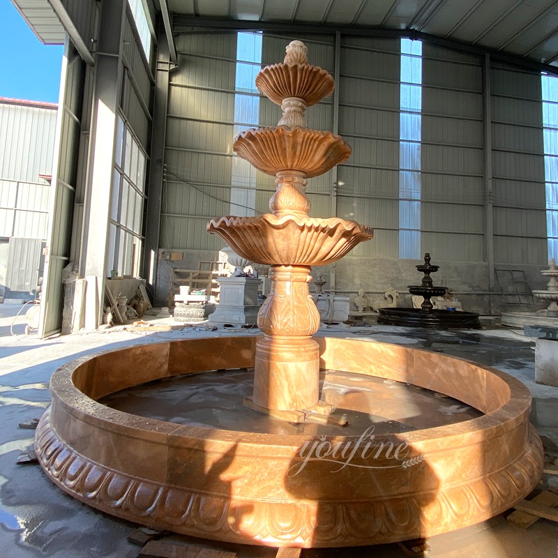 sunset red 3 tier water fountain outdoor