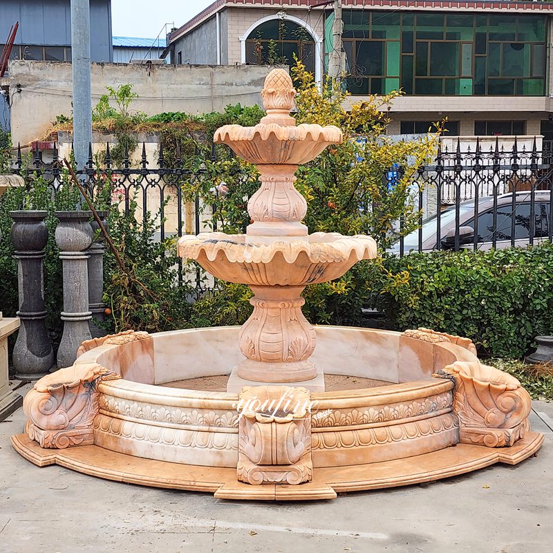 sunset red two tiered water fountain