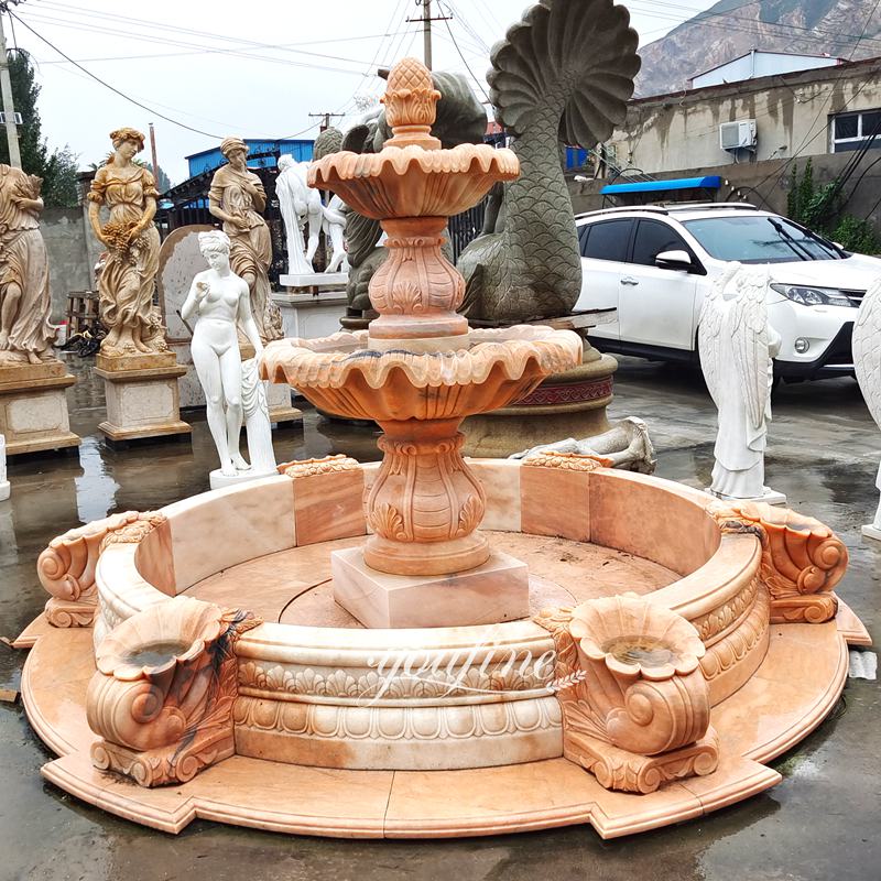 sunset red two tiered water fountains