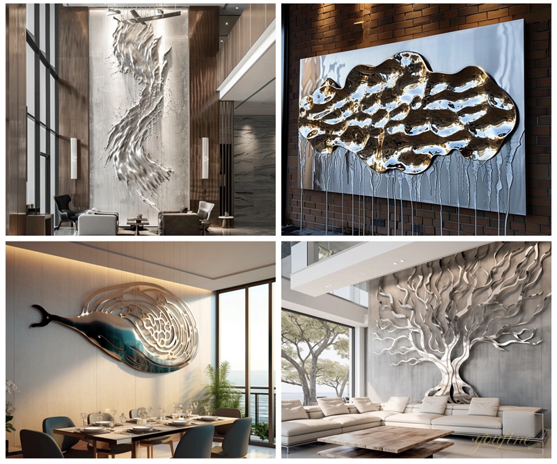 Round Stainless Steel Water Ripple Sculpture for Wall