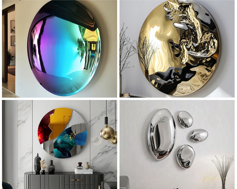 Round Stainless Steel Water Ripple Sculpture for Wall