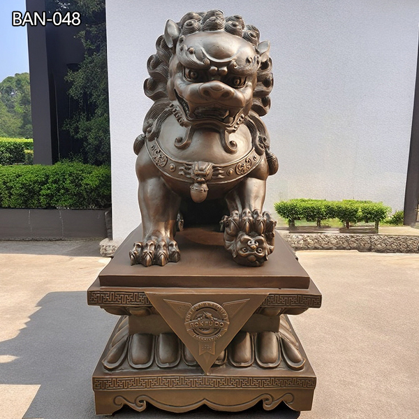 Antique Life Size Bronze Foo Dogs Chinese Guardian Lion Statue