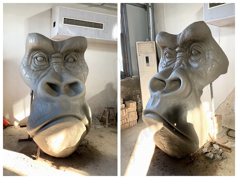 Bronze gorilla statue clay model