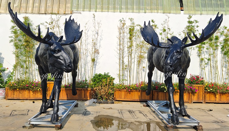 large Bronze metal moose yard sculpture