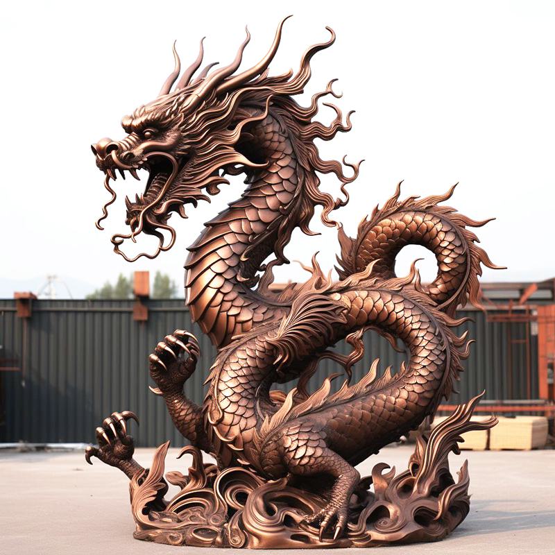 Chinese bronze dragon statues