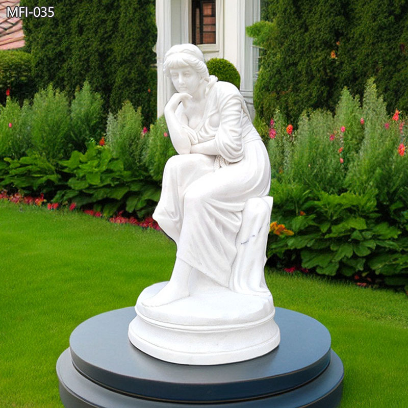 Custom Marble Woman Sitting Statue Garden Decor for Sale