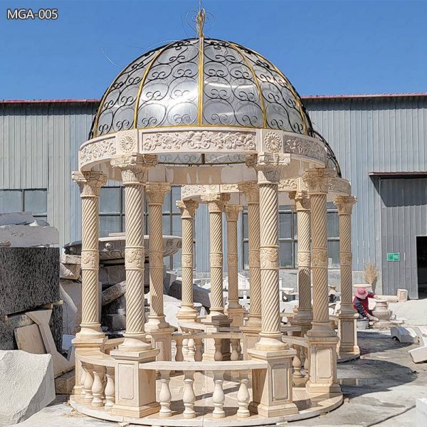 Durable and Sturdy Egyptian Beige Marble Outdoor Gazebo