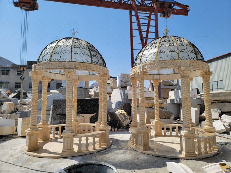 Durable and Sturdy Egyptian Beige Marble Outdoor Gazebo