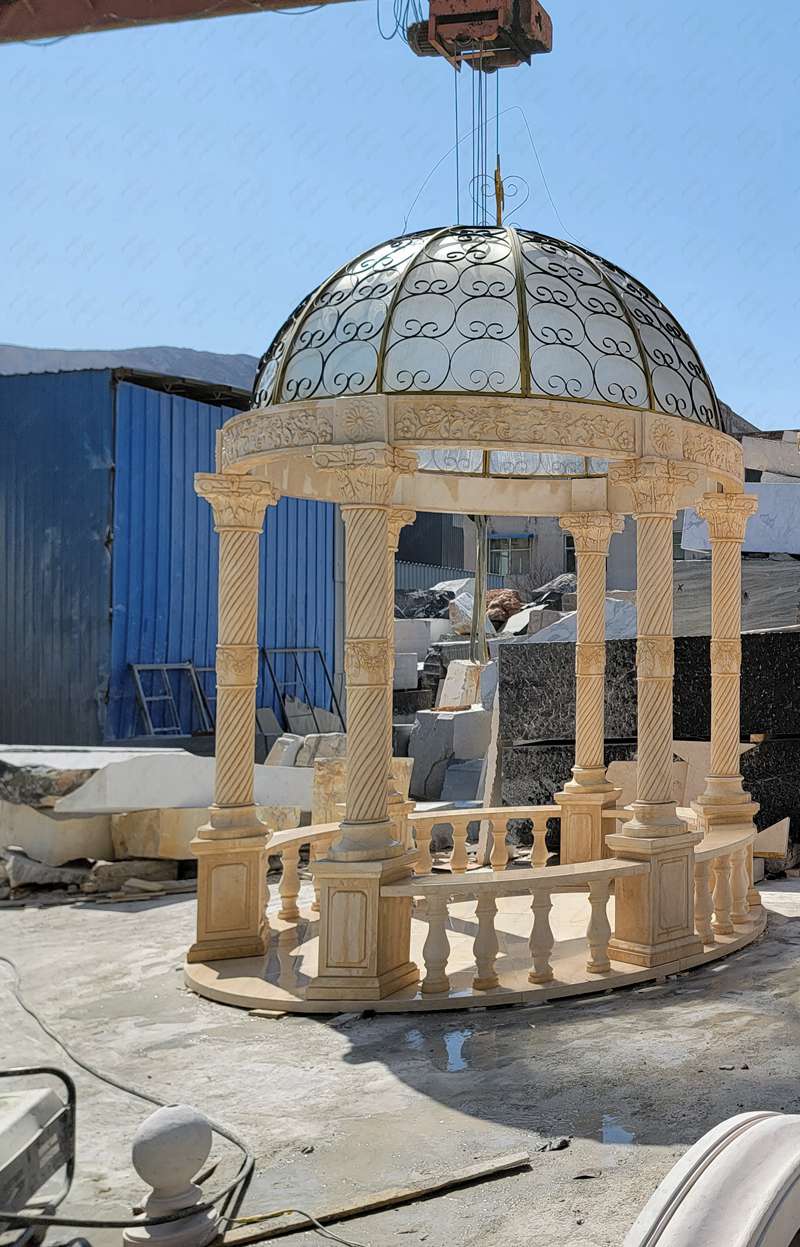 Durable and Sturdy Egyptian Beige Marble Outdoor Gazebo