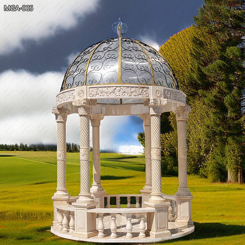 Durable and Sturdy Egyptian Beige Marble Outdoor Gazebo