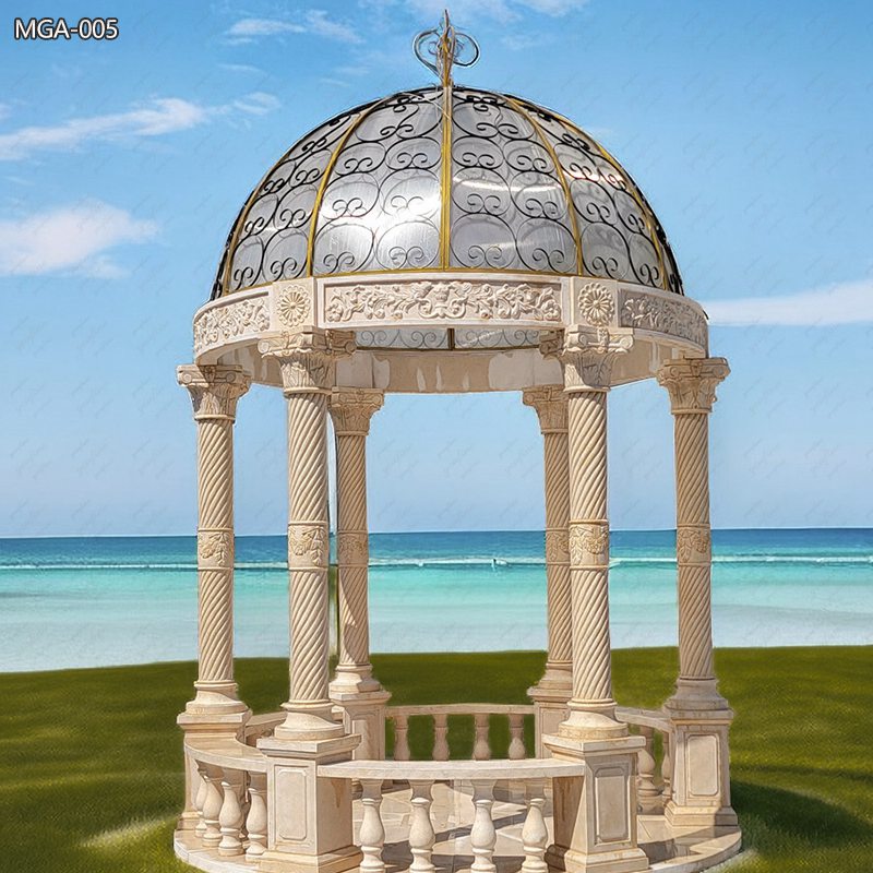 Durable and Sturdy Egyptian Beige Marble Outdoor Gazebo