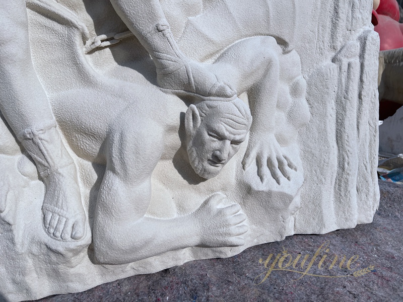 Hand-Carved Natural Stone St. Michael the Archangel Relief Sculpture for Wall