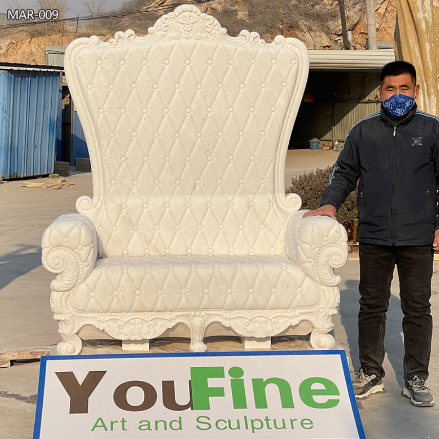 Hand Caved White Marble Chair for Garden