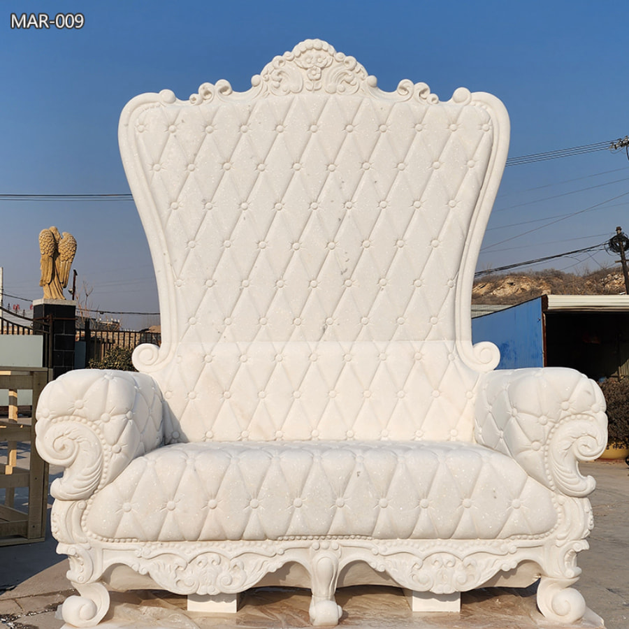 Hand Caved White Marble Chair for Garden