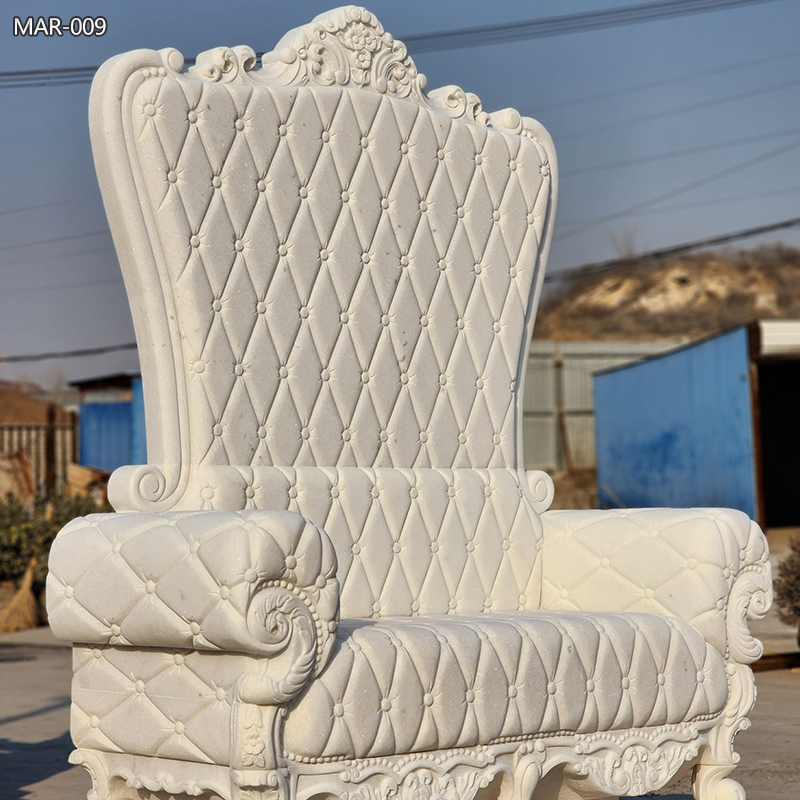 Hand Caved White Marble Chair for Garden