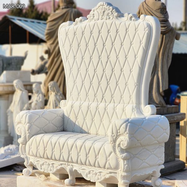 Hand Caved White Marble Chair for Garden