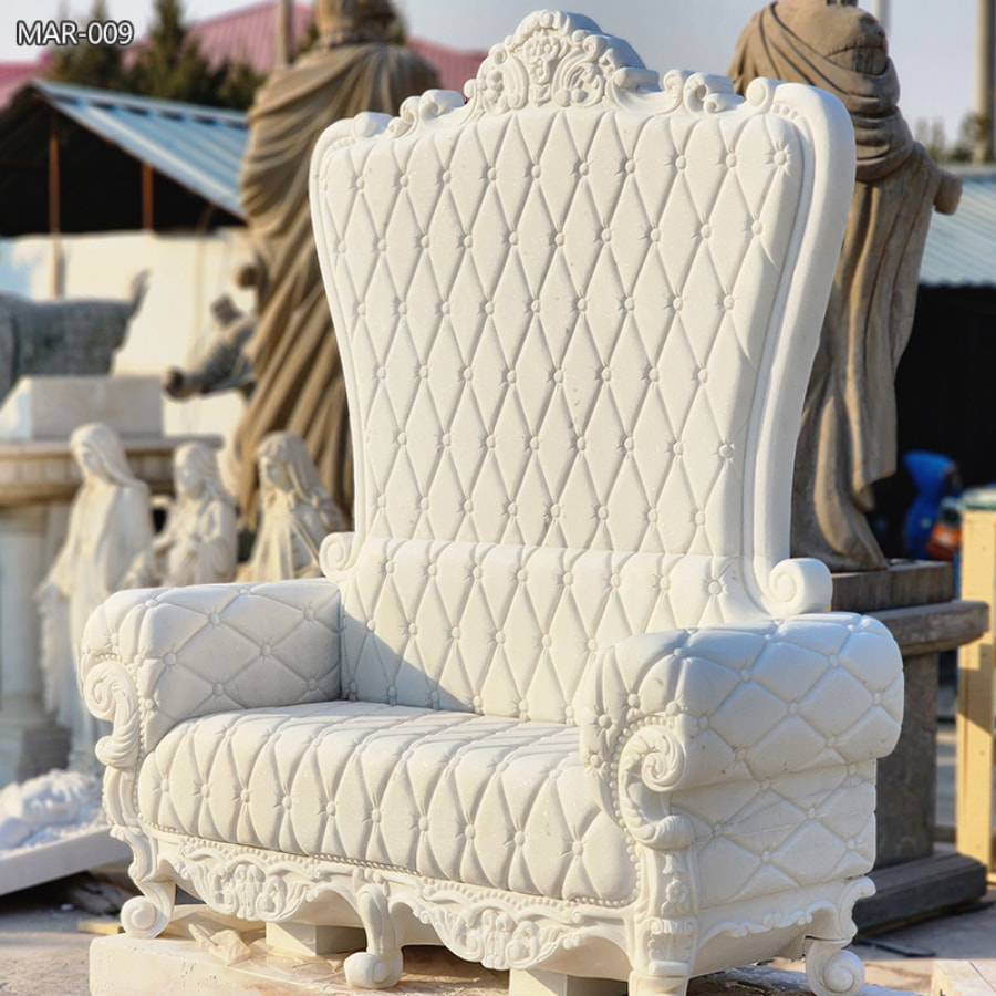 Hand Caved White Marble Chair for Garden
