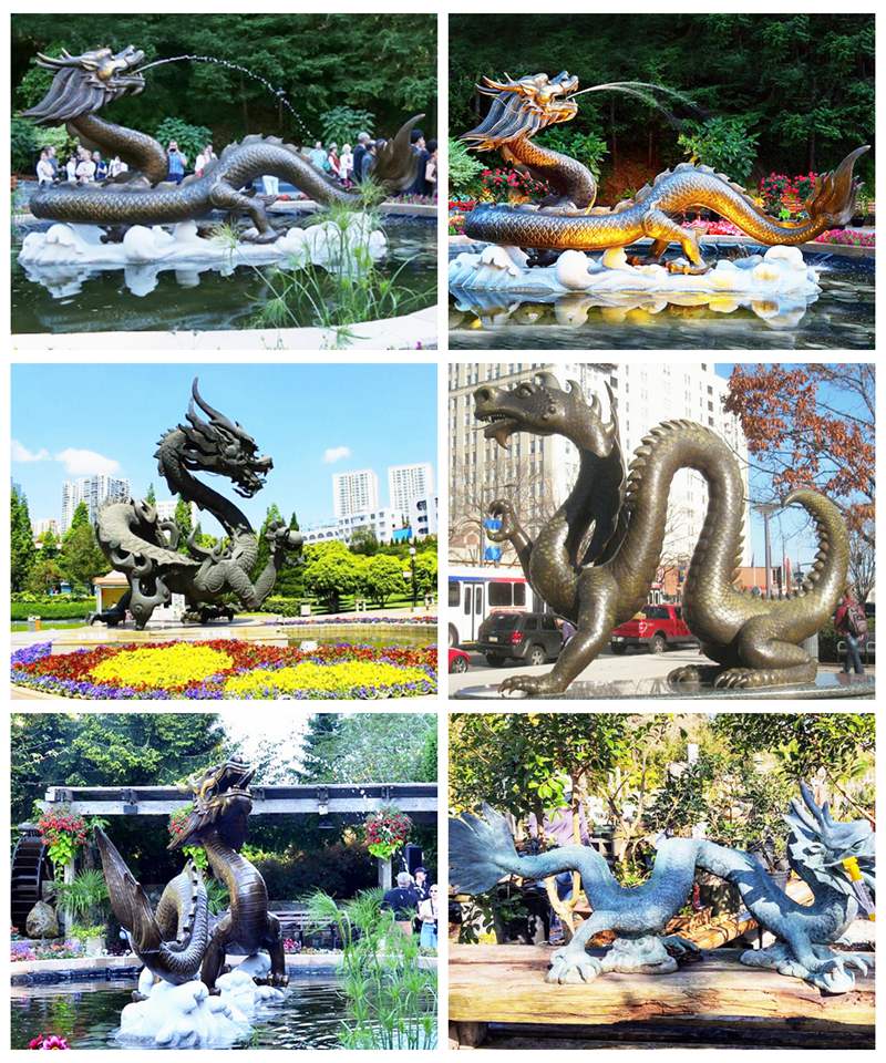 Large Bronze Chinese Dragon Statue