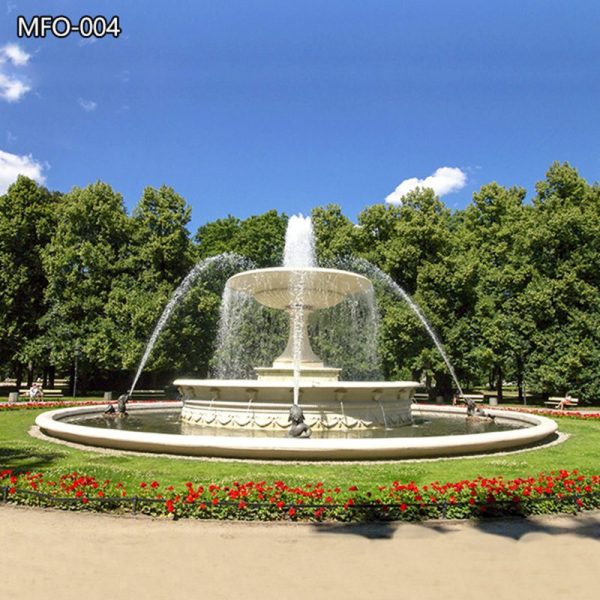 Large Marble Fountain With Bronze Fish Statue