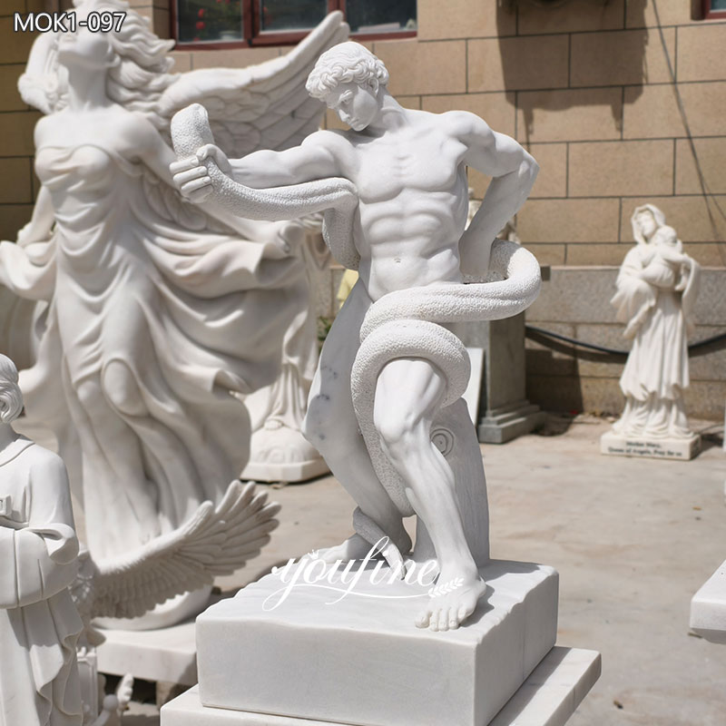 Life Size Athlete Wrestling with a Python statue