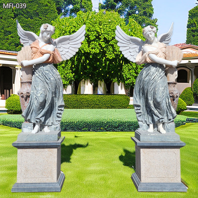 Life-Size Colorful Marble Roman Angel Statue Factory Supply