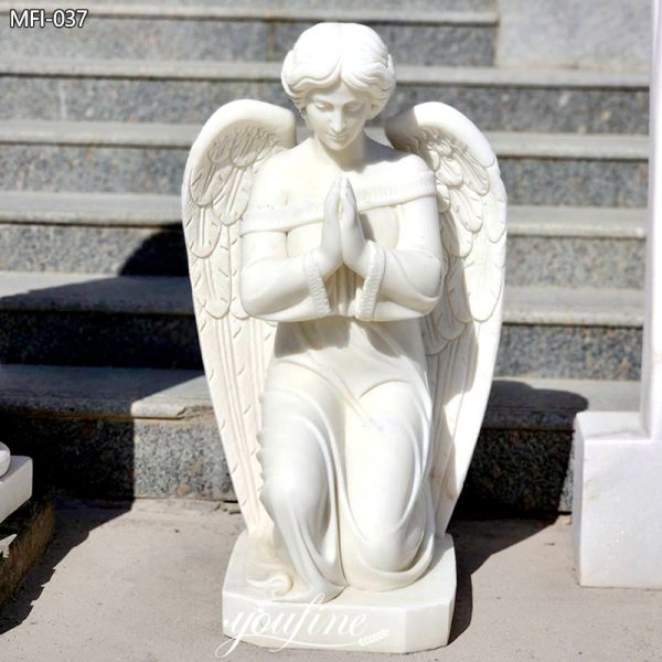 Life-Size Marble Kneeling Angel Statue for Cemetery