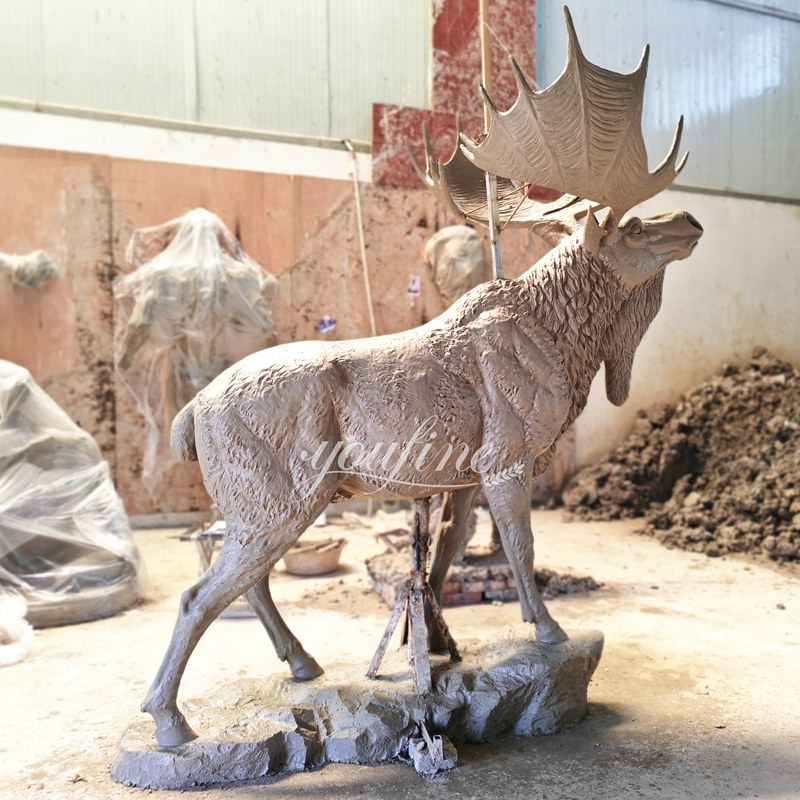 large Moose Lawn Statue clay model art