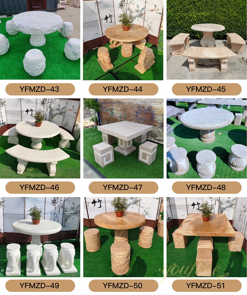 Natural Marble Outdoor Table and Chairs for Garden