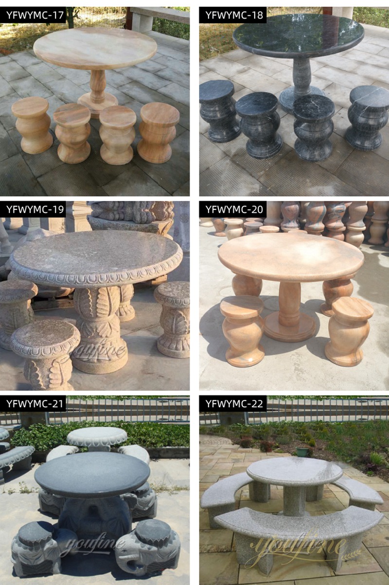 Natural Marble Outdoor Garden Table and Chairs YouFine