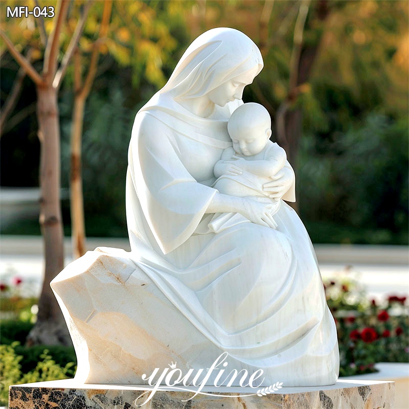 Outdoor-Mother-and-Child-Stone-Sculpture