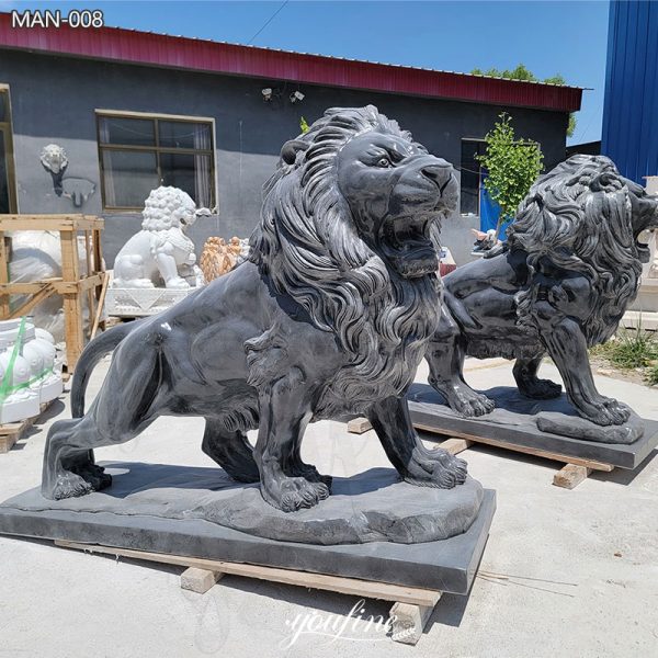 Pair-of-Black-Marble-Lion-Statue-Low-Price