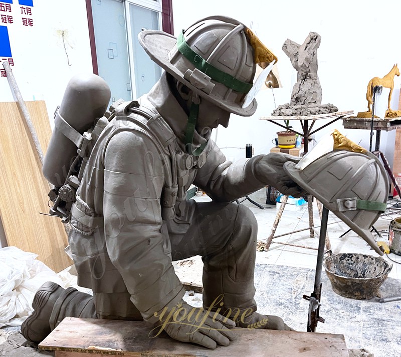 YouFine firefighter memorial statues clay model