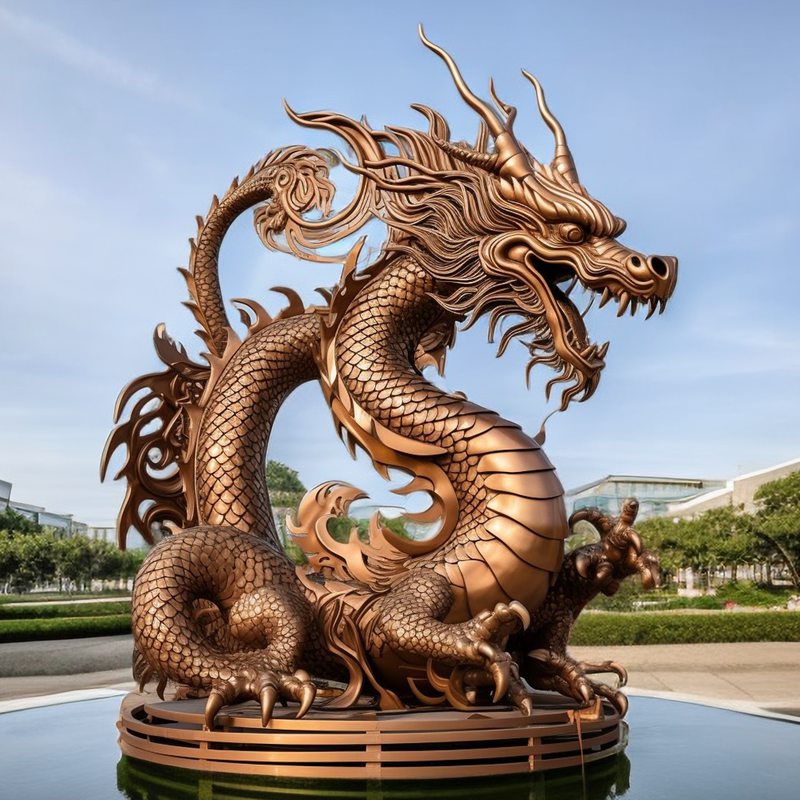 dragon bronze statue vintage