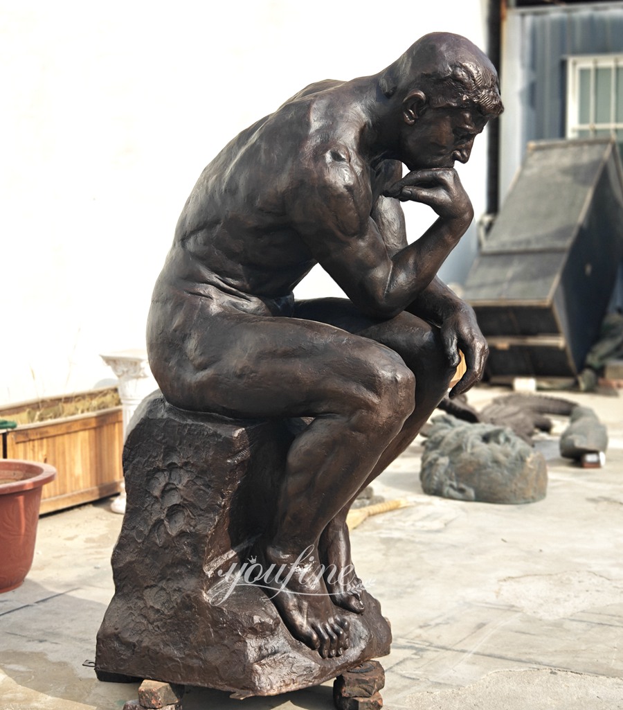 large famous thinking man bronze statue