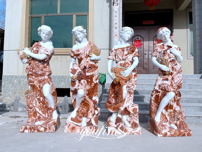 life size red marble four season statue for sale